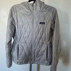 Patagonia Micro Puff Jacket Size M Insulated Quilted Hoodie Gray Light Spring